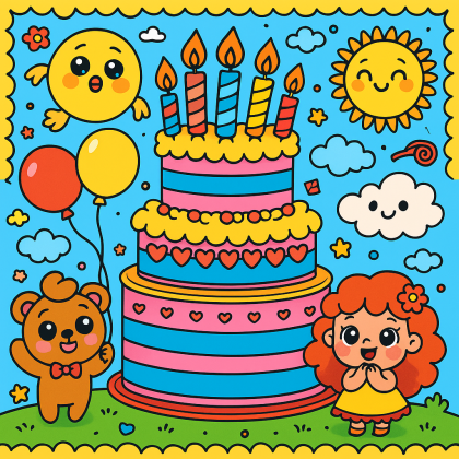 Birthday Cake Celebration colored preview