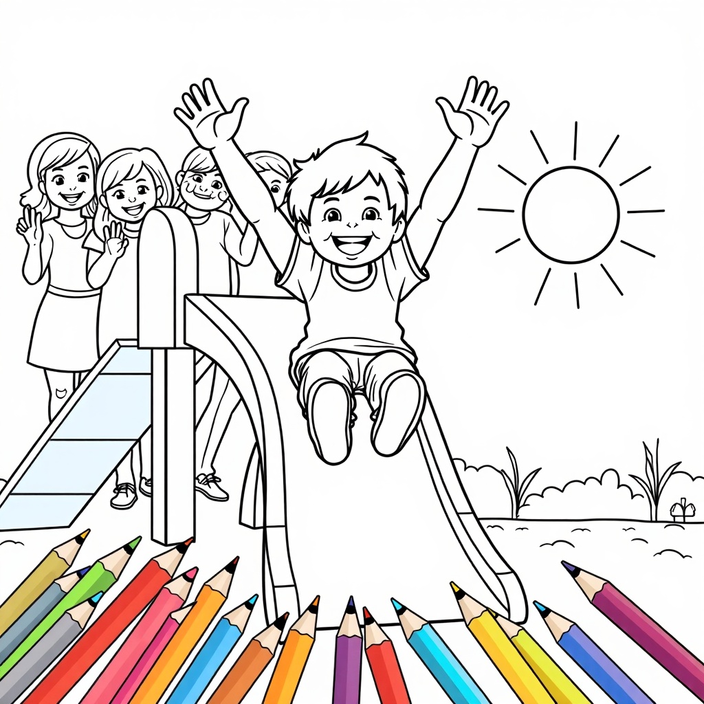 Playtime at the School Slide colored preview