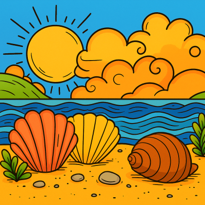 Sunny Seashells by the Shore colored preview