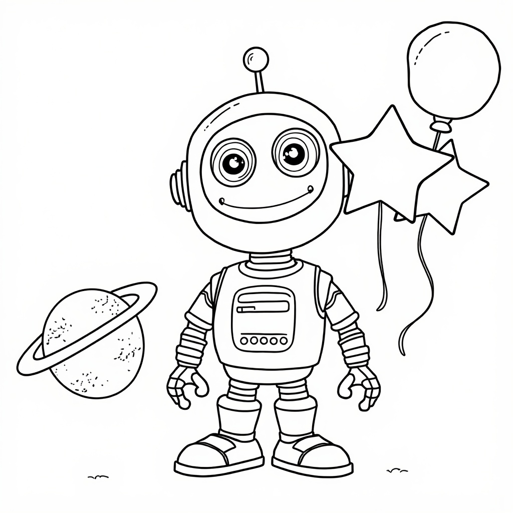 Joyful Space Robot Fun colored preview