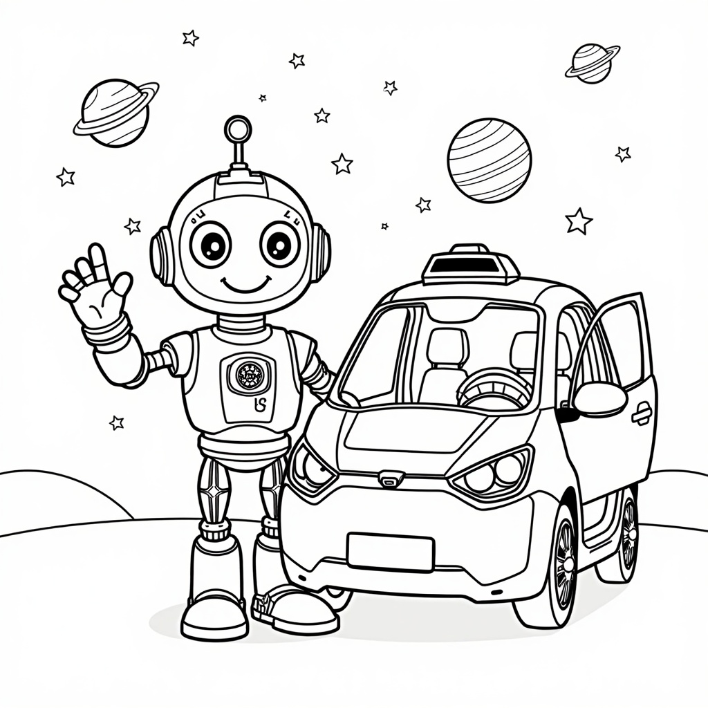 Robot and Car Adventure colored preview