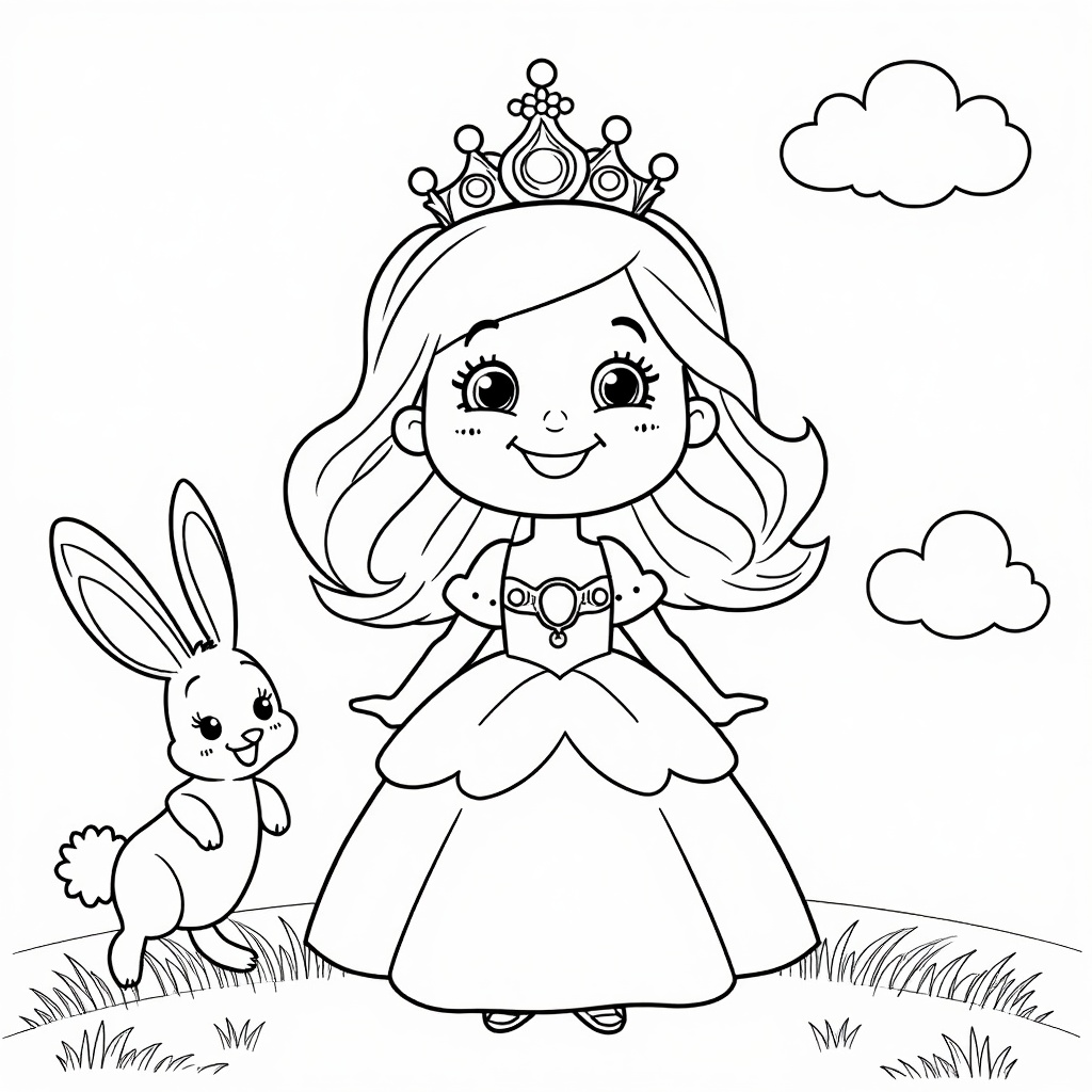 Princess and Her Bunny Friend colored preview