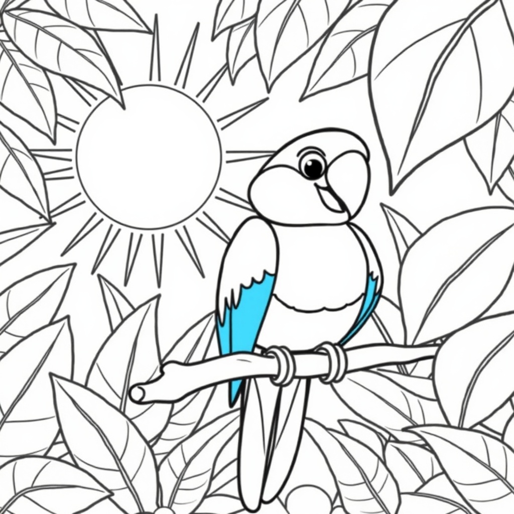 Playful Parrot in the Jungle colored preview