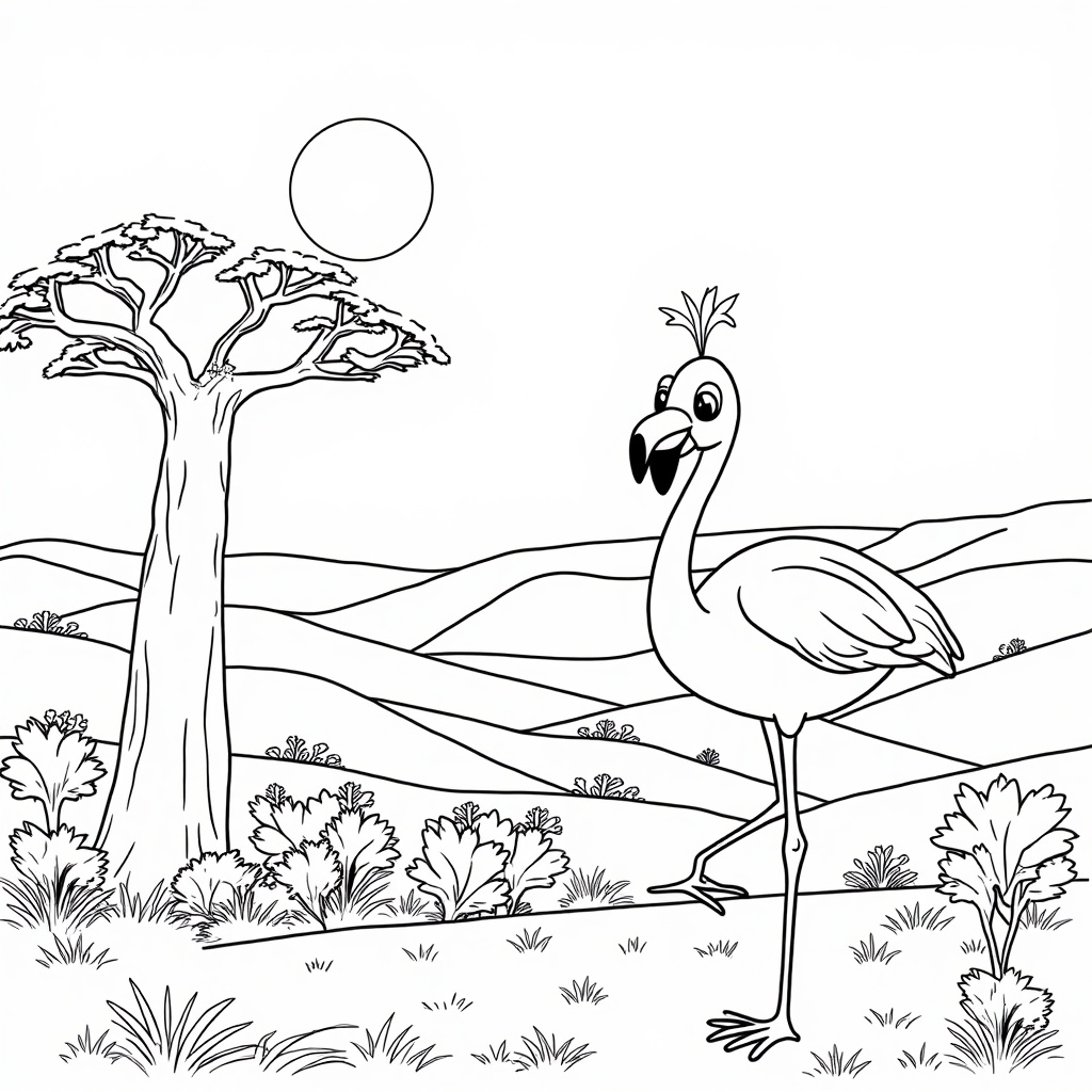 Flamingo Fun in the Savanna colored preview