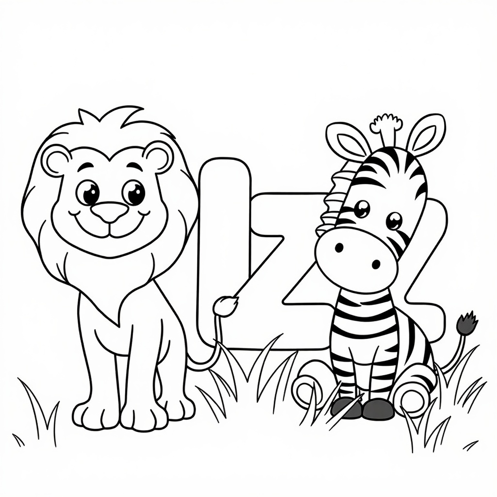 Lively Letters: Lion and Zebra colored preview