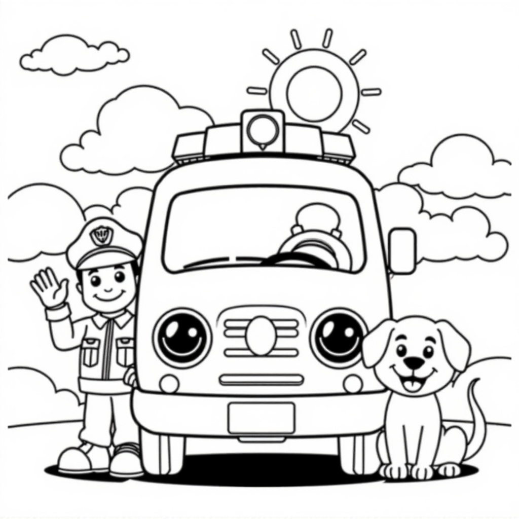 Friendly Police Van Adventure colored preview