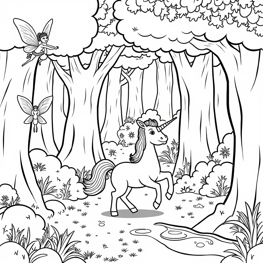 Unicorn in the Enchanted Forest colored preview