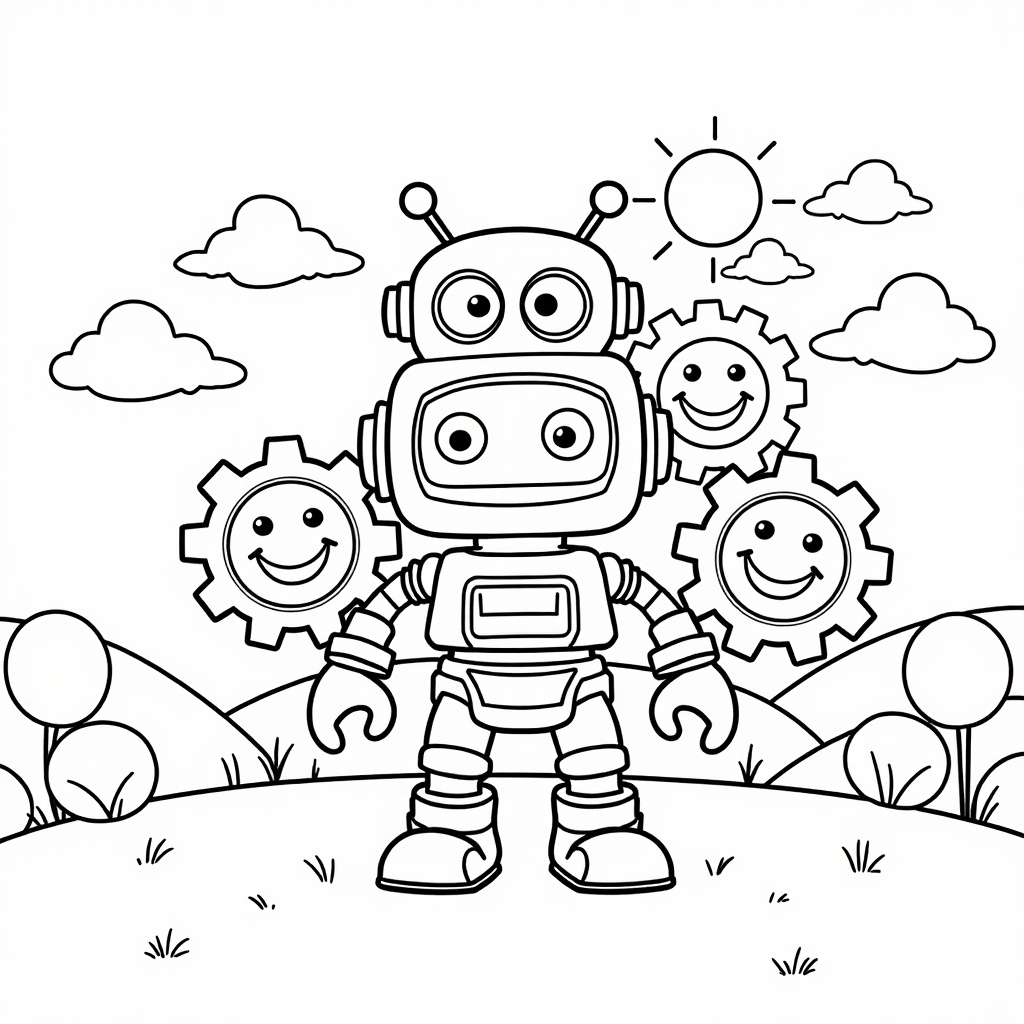 Happy Gears and Robot Friends colored preview
