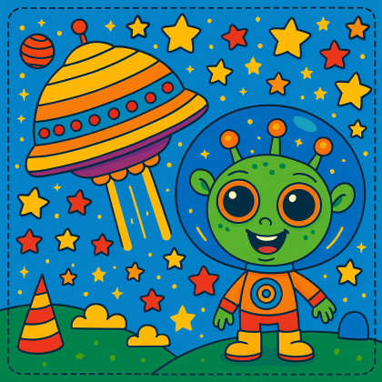 Happy Alien in Space colored preview