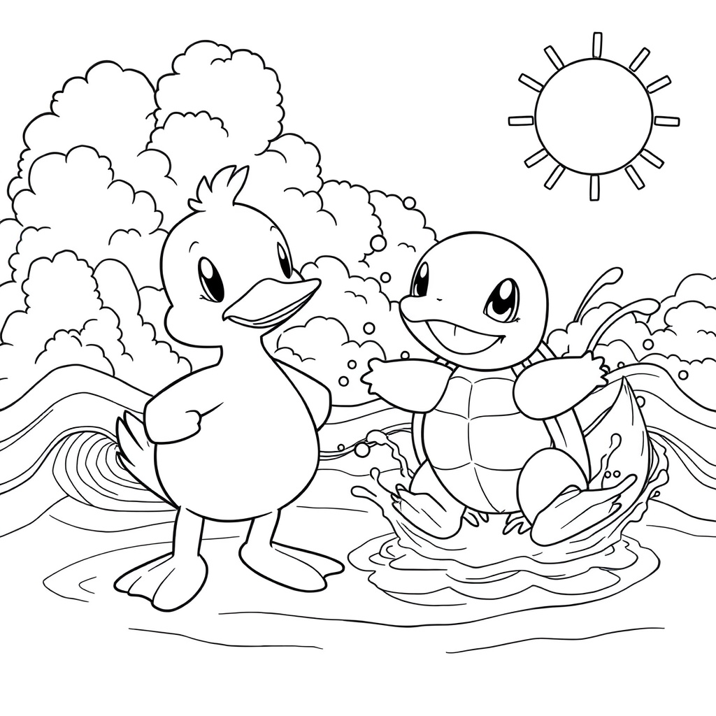 Psyduck and Squirtle Splash Time