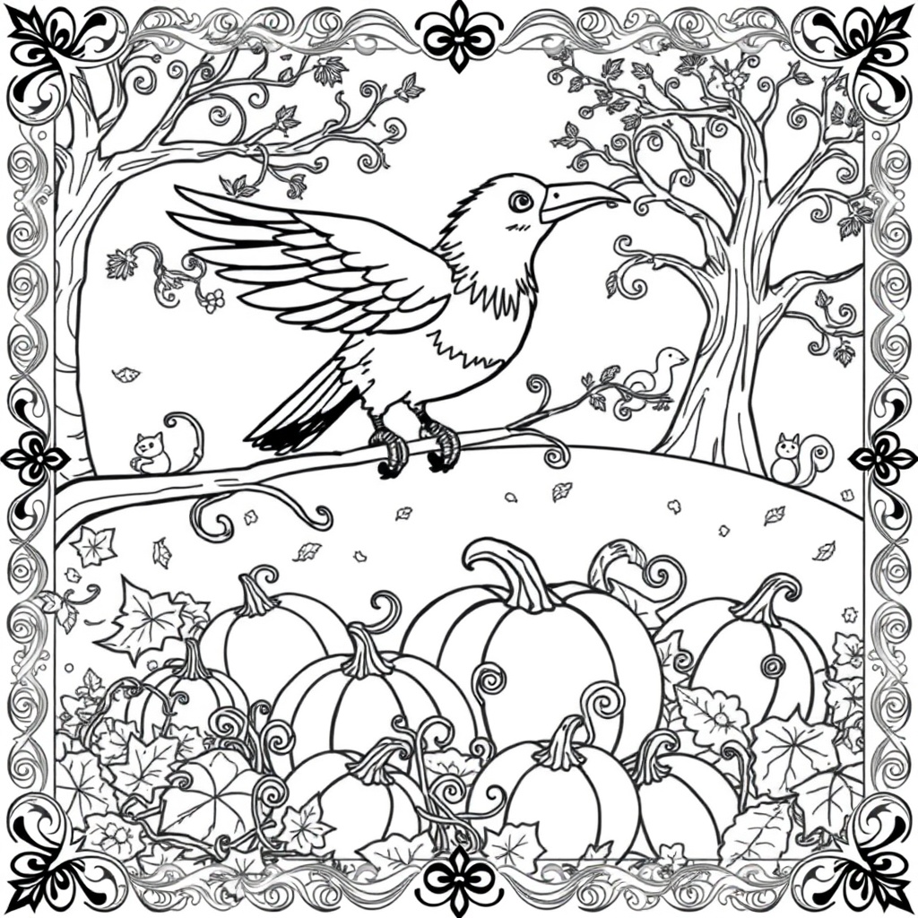 Autumn's Playful Crow