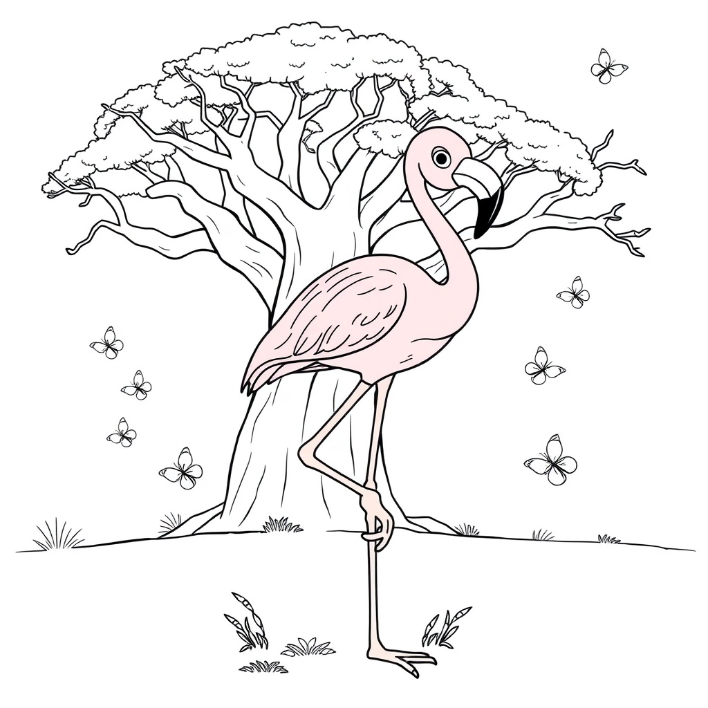 Flamingo Fun Under Baobab