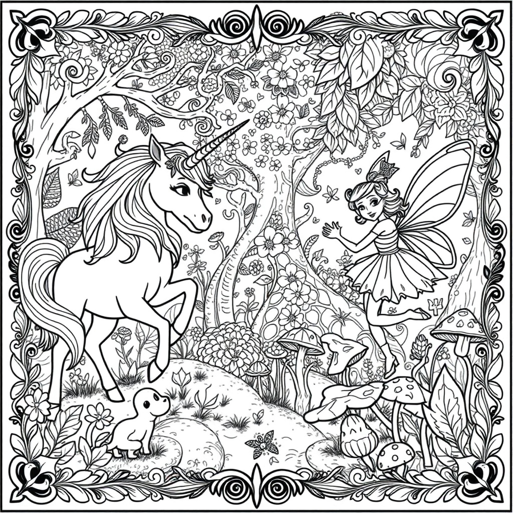 Unicorns in Enchanted Forest